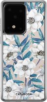 Samsung S20 Ultra hoesje siliconen - Bloemen / Floral blauw | Samsung Galaxy S20 Ultra case | multi | TPU backcover transparant