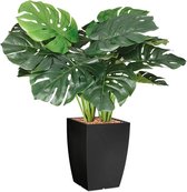 HTT - Kunstplant Monstera in Genesis vierkant antraciet H90 cm