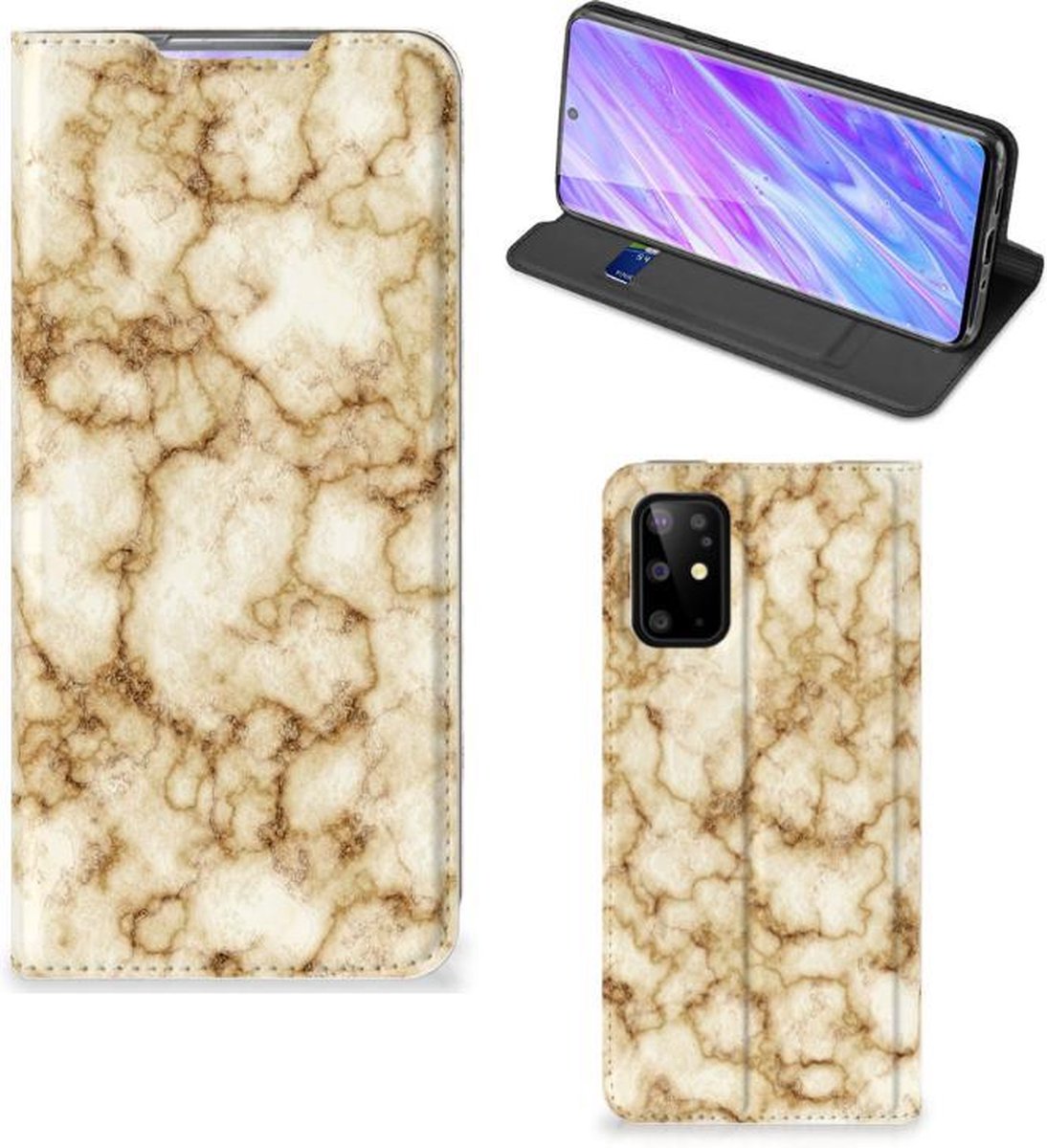 Book Case voor Samsung Galaxy S20 Plus Standcase Marmer Goud