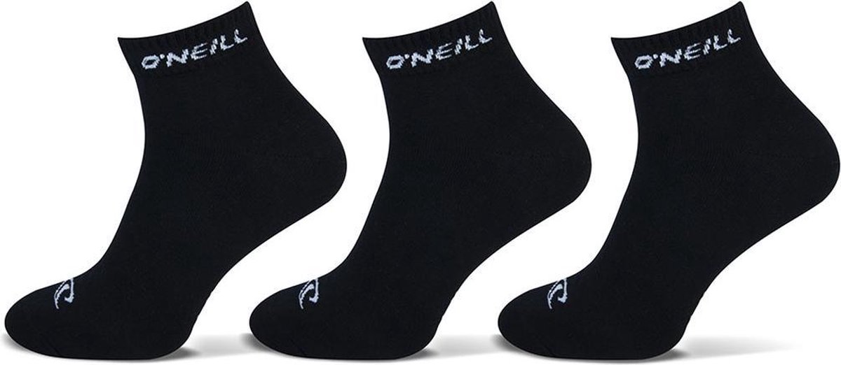 O’Neill 6-Pack Quarter Sokken Sportief Effen Katoen Heren Dames – 35-38 750003 Zwart
