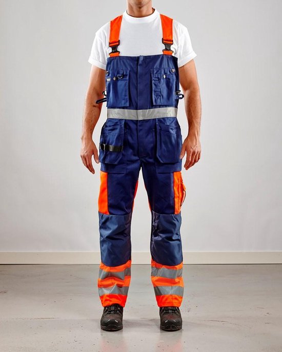 Blåkläder 2603-1860 Braces Pants High Vis Orange / Navy blue taille 62