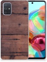 Geschikt voor Samsung Galaxy A71 Bumper Hoesje Old Wood