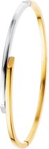 Lucardi Dames Bicolor bangle armband - 14 karaat goud - Armband - Cadeau - Stijlvol - Witgoud en Geelgoud