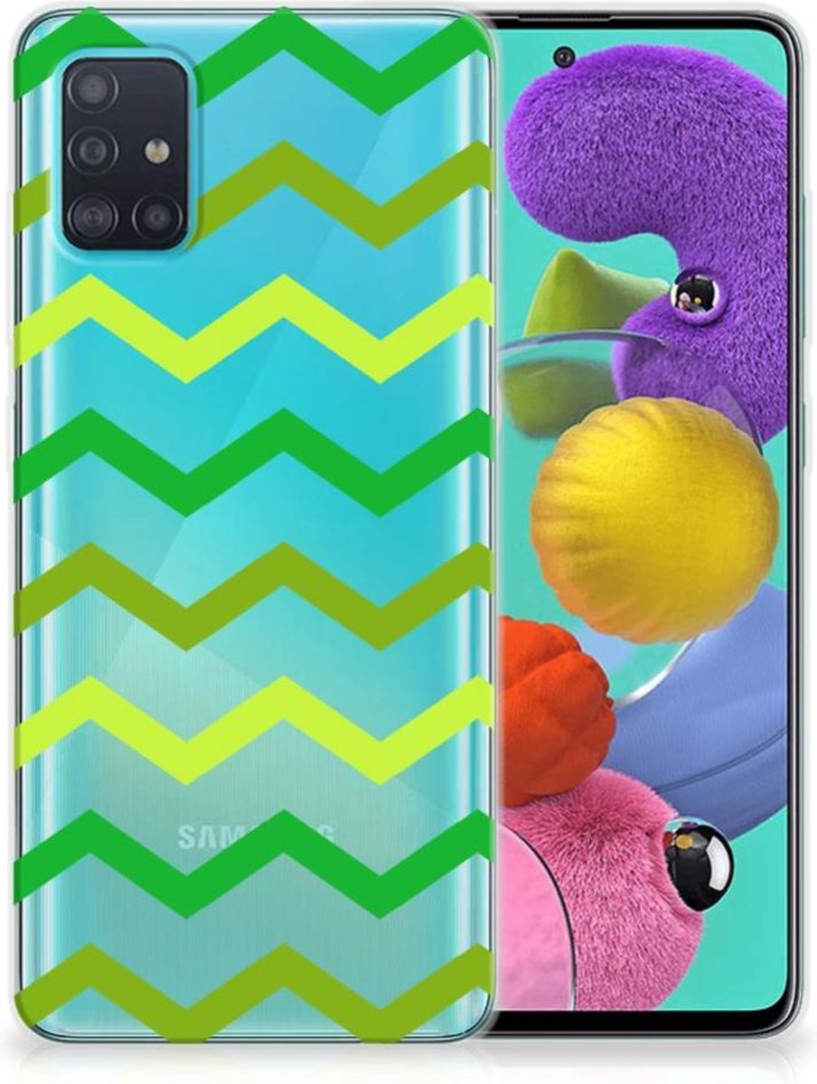 Samsung Galaxy A51 TPU bumper Zigzag Groen