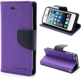 Paarse Mercury Goospery wallet Bookcase iPhone 5 5s SE Original Lederen hoesje - portemonnee