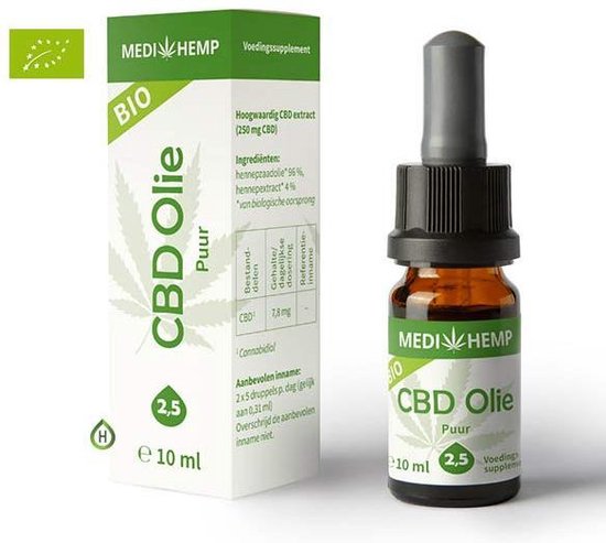 Medihemp CBD olie puur 2,5% - 10 ml - Medihemp