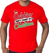 Grote maten foute Kerst shirt / t-shirt - Calories dont count at Christmas - rood voor heren - kerstkleding / kerst outfit 4XL