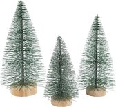 Creotime Miniatuur Kerstbomen 3 Stuks 10 - 14 Cm Groen