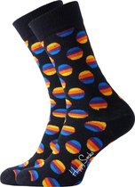 Happy Socks sokken Sunrise Dot Sock - zwart met kleur - Unisex - Maat: 41-46