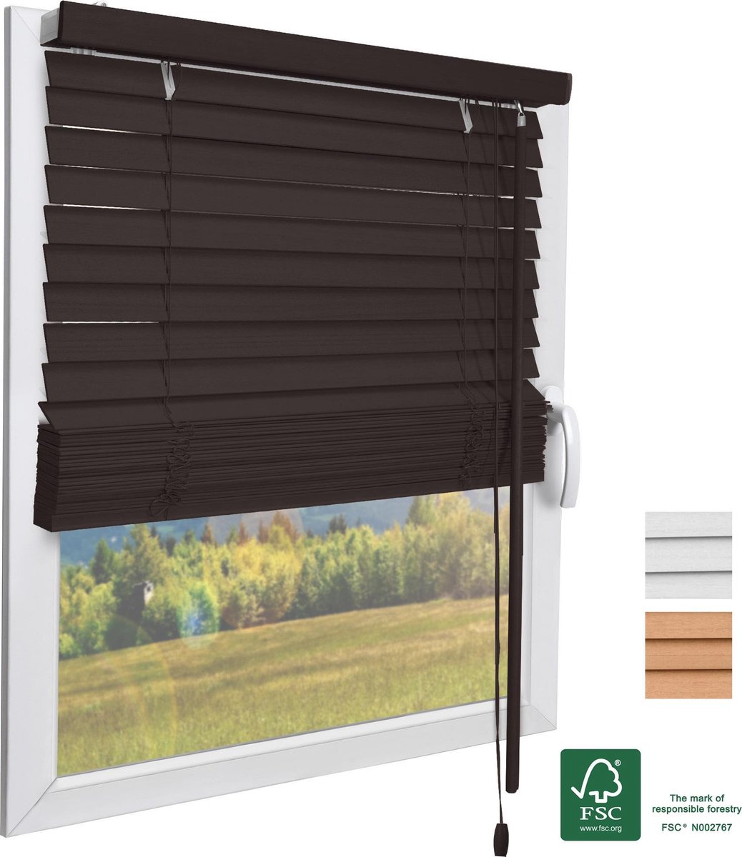 Sol Royal JH3 FSC® gecertificeerd houten Jaloezie SolDecor rolgordijnen in donker bruin 130x160 cm - Milieuvriendelijk geproduceerd