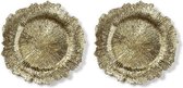 2x Ronde gouden kaarsenplateaus/kaarsenborden asymmetrisch 33 cm - onderborden / kaarsenborden / onderzet borden voor kaarsen