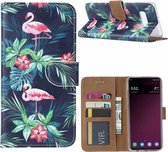 Samsung Galaxy A6 Plus (2018) Flamingo Boek Hoesje met pasjeshouder - van Bixb