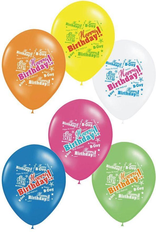 Helium-ballonnen HAPPY BIRTHDAY bonte kleuren heliumkwaliteit 30cm