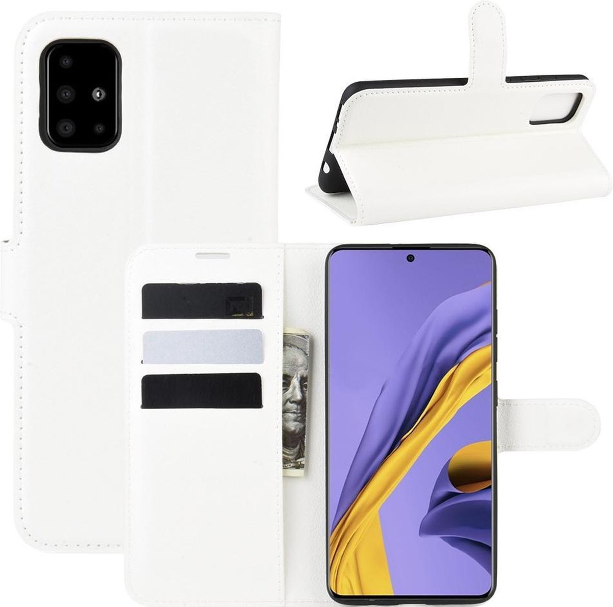 Book Case - Geschikt voor Samsung Galaxy A51 Hoesje - Wit