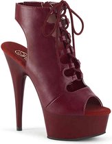 Pleaser Enkellaars -39 Shoes- DELIGHT-600-20 Bordeaux rood