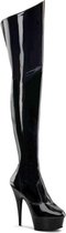 EU 37 = US 7 | DELIGHT-3010 | 6 Heel PF Thigh Boot, Side Zip