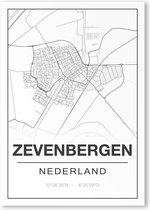 Poster/plattegrond ZEVENBERGEN - A4