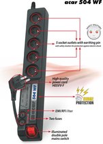 ACAR 504WF Protection contre les surtensions 5 sortie (s) AC 230 V 3 m Zwart