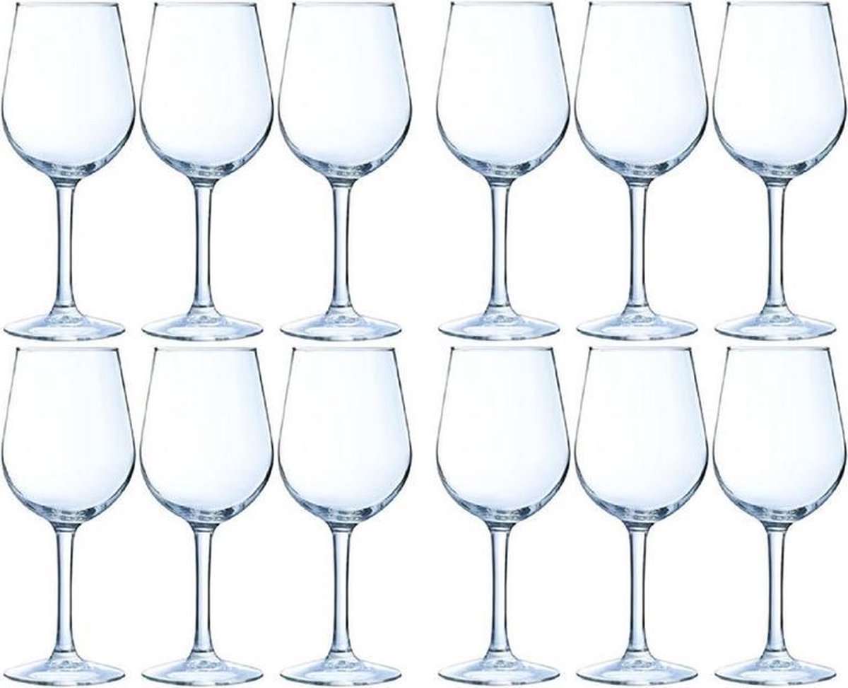 Arcoroc Luxe wijnglazen - voor rode wijn - 370 ml - 12x stuks - Rode wijn glazen - glas