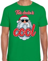 Fout Kerst shirt / t-shirt - Stoere kerstman - this dude is cool - groen voor heren - kerstkleding / kerst outfit L (52)