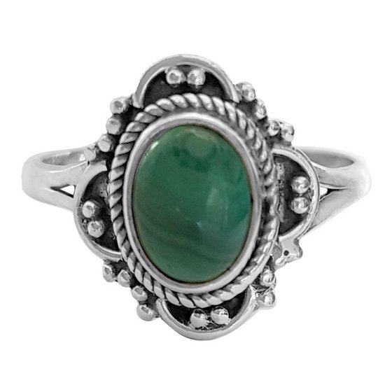 Jewelryz Laelynn Edelsteen Ring | 925 sterling zilver met groene malachiet  | Maat 16 | bol.com