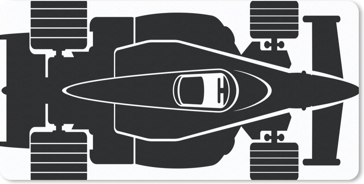 Muismat Formule 1 illustratie - De bovenkant van een Formule 1 racewagen in een illustratie muismat rubber - 60x30 cm - Muismat met foto