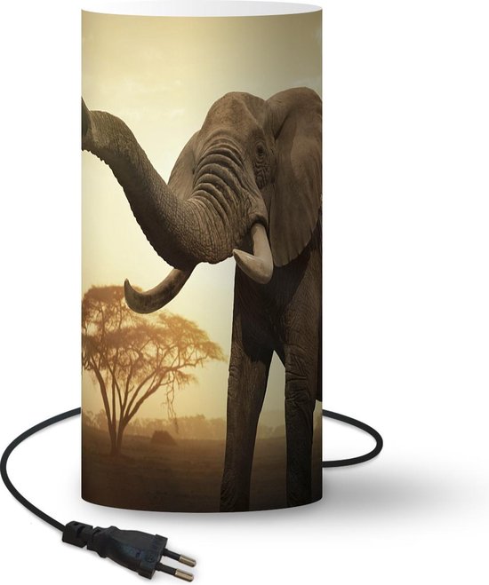 Lamp Olifant in zonsonrgang Signaleren savanneolifant lamp