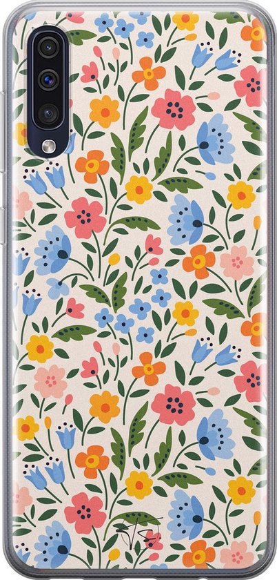 Hoesje geschikt voor Samsung Galaxy A50 - Romantische bloemen - Soft Case - TPU - Bloemen - Multi - Mooie Telefoonhoesjes