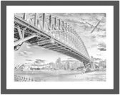 Foto in frame , Brug in Sydney ​, 70x100cm , Zwart wit  , Premium print
