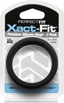 #22 Xact-Fit Cockring 2-Pack - Black - Cock Rings