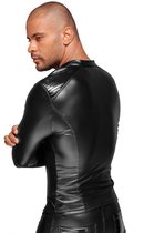 Wetlook jacket with PVC pleats - Black - 2XL - Lingerie For Him
