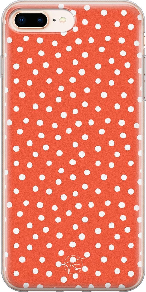 iPhone 8 Plus/7 Plus hoesje - Oranje stippen - Soft Case Telefoonhoesje - Gestipt - Oranje