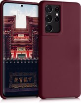 kwmobile telefoonhoesje voor Samsung Galaxy S21 Ultra - Hoesje met siliconen coating - Smartphone case in wijnrood