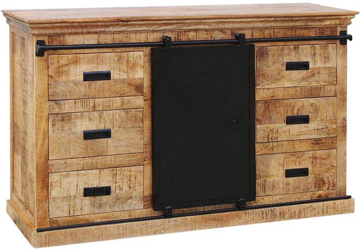 Mangohouten Dressoir Newark 160 cm Mahom Industrieel - Dressoir van Mangohout & Metaal - Industriële Dressoir