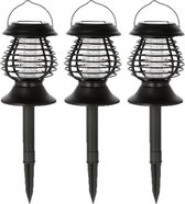 Set van 3x stuks solar tuinlampen/prikspots anti-muggenlampen op zonne-energie 43 cm - Prikspots tuinverlichting / insectenlampen