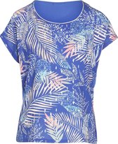 Cassis - Female - T-shirt in twee stoffen met palmprint  - Bic blauw