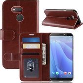 R64 Texture Single Fold Horizontale Flip Leather Case voor HTC Desire 12S, met houder & portemonnee & kaartsleuven & fotolijst (bruin)