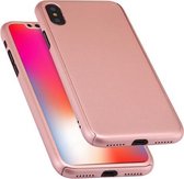 360 graden volledige dekking afneembare pc-behuizing met gehard glasfolie voor iPhone XS (roségoud)