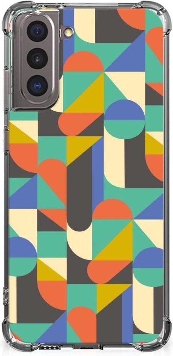 Samsung Galaxy S21 Doorzichtige Silicone Hoesje Funky Retro