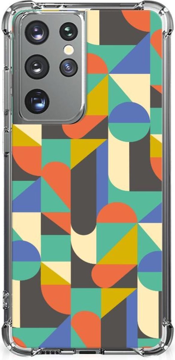 Samsung Galaxy S21 Ultra Doorzichtige Silicone Hoesje Funky Retro