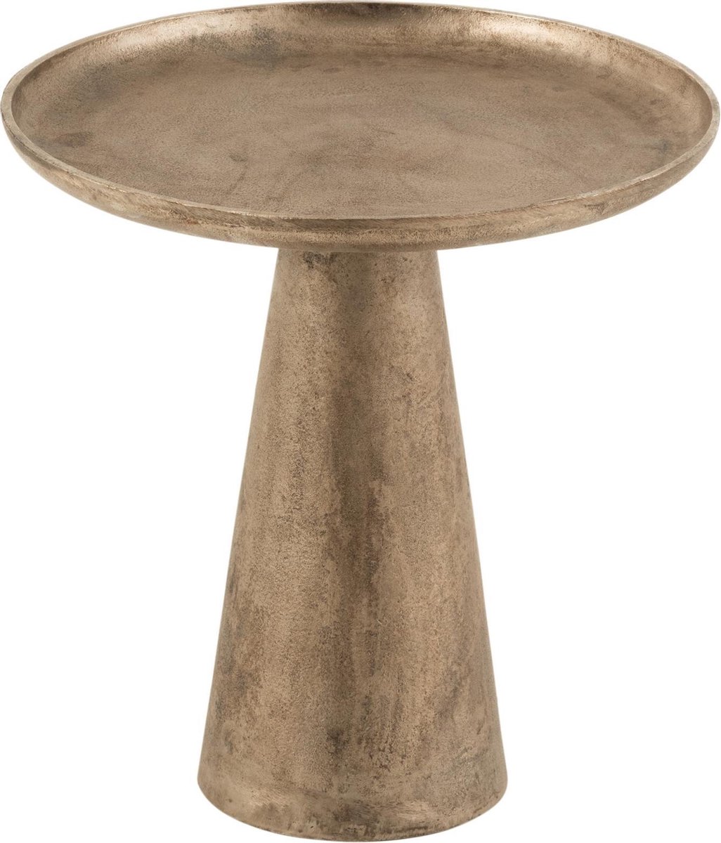 J-Line Bijzettafel Rond Voet Metaal Antiek Bruin Small