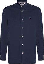 Tommy Hilfiger - Heren Overhemden Slim Flex Herringbone - Blauw - Maat L