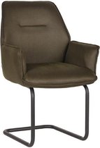 Nancy's Eetkamerstoel Boet - Stoel - Eetkamer - Eetkamerstoelen met armleuning - Industrieel - Microfiber - Army green - 59 x 59 x 88 cm