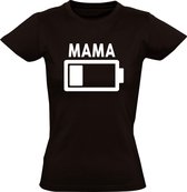 Mama Batterij leeg dames t-shirt | moeder | kinderen | moederdag | geboorte | zoon | dochter |zwart