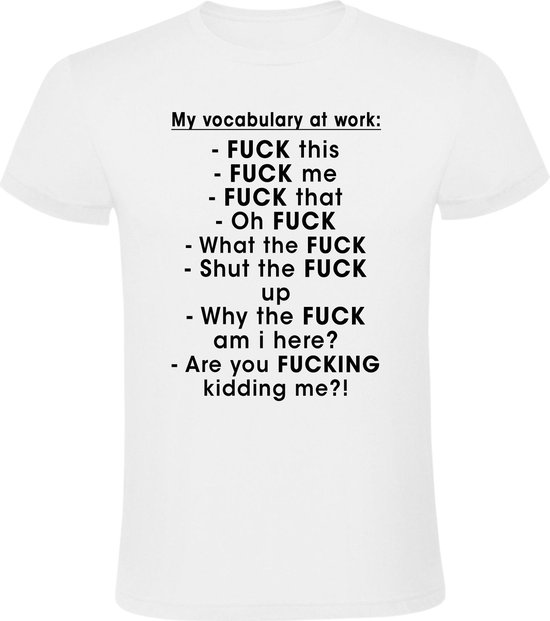 Vocabulary at work heren t-shirt| taalgebruik | werk | bedrijf | schelden |  Wit | bol.com