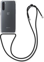 Étui pour téléphone portable kw compatible avec OnePlus Nord - Étui avec cordon - Coque arrière transparente / noire