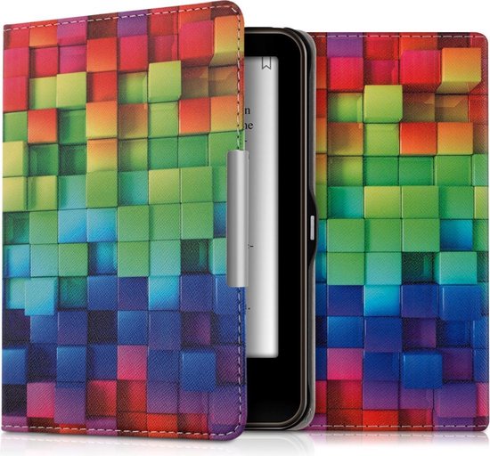 Housse kwmobile pour Tolino Vision 1 / 2 / 3 / 4 HD - Etui pour liseuse en multicolore / vert / bleu - Design Rainbow Cubes