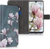 kwmobile telefoonhoesje voor Huawei P Smart (2020) - Hoesje met pasjeshouder in taupe / wit / blauwgrijs - Magnolia design