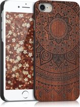 kwmobile hoesje voor Apple iPhone SE (2022) / SE (2020) / 8 / 7 - Backcover in donkerbruin - Indian Sun design