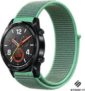 Nylon Smartwatch bandje - Geschikt voor  Huawei Watch GT nylon bandje - mint - 46mm - Strap-it Horlogeband / Polsband / Armband